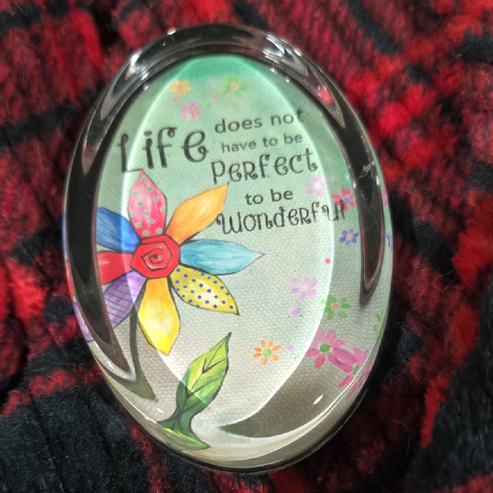 Oval Glass Paper Weight Life Does Not Have To Be Perfect To Be Wonderful